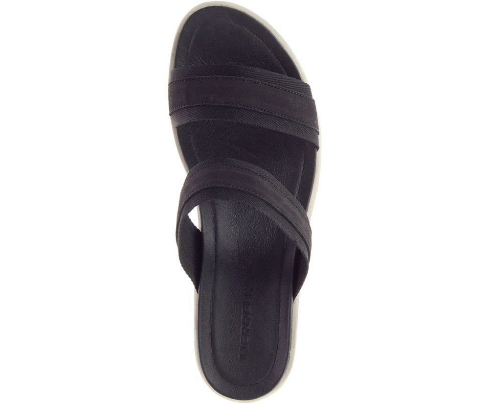 Merrell Sandals Black - Kaiteri Wedge Slide - Womens 74GASLHWX